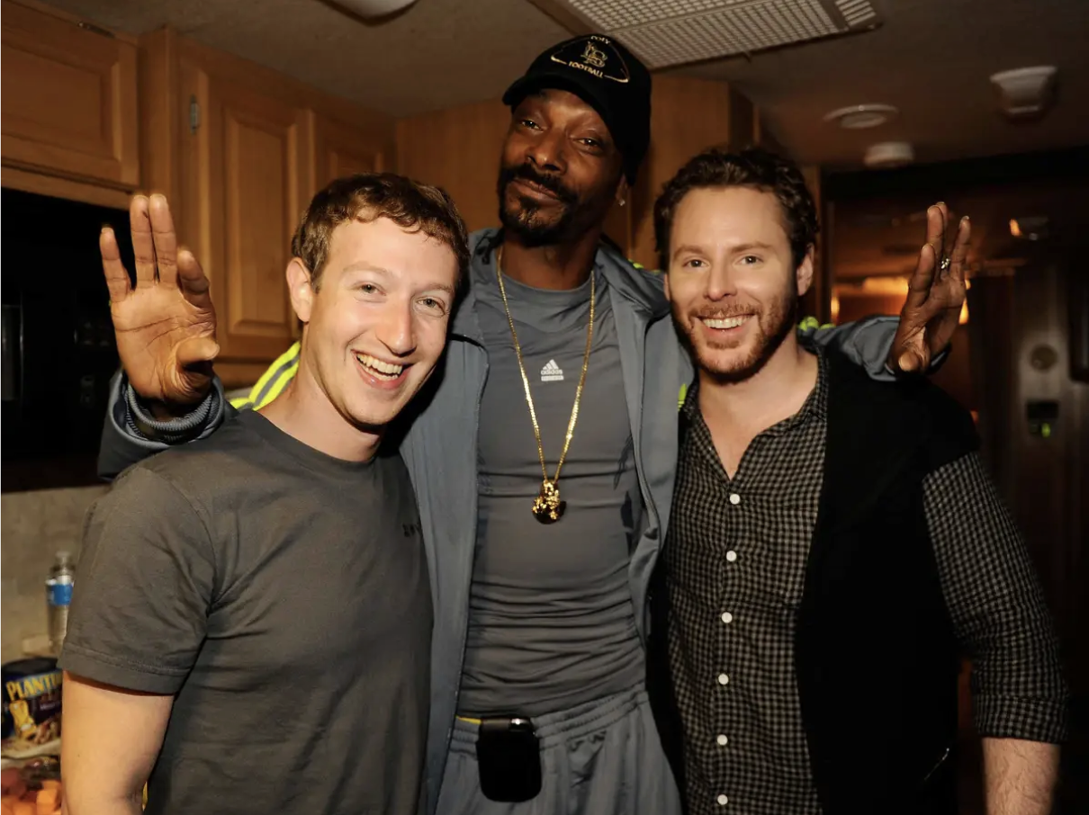 Mark Zuckerberg, Snoop Dogg, and Sean Parker